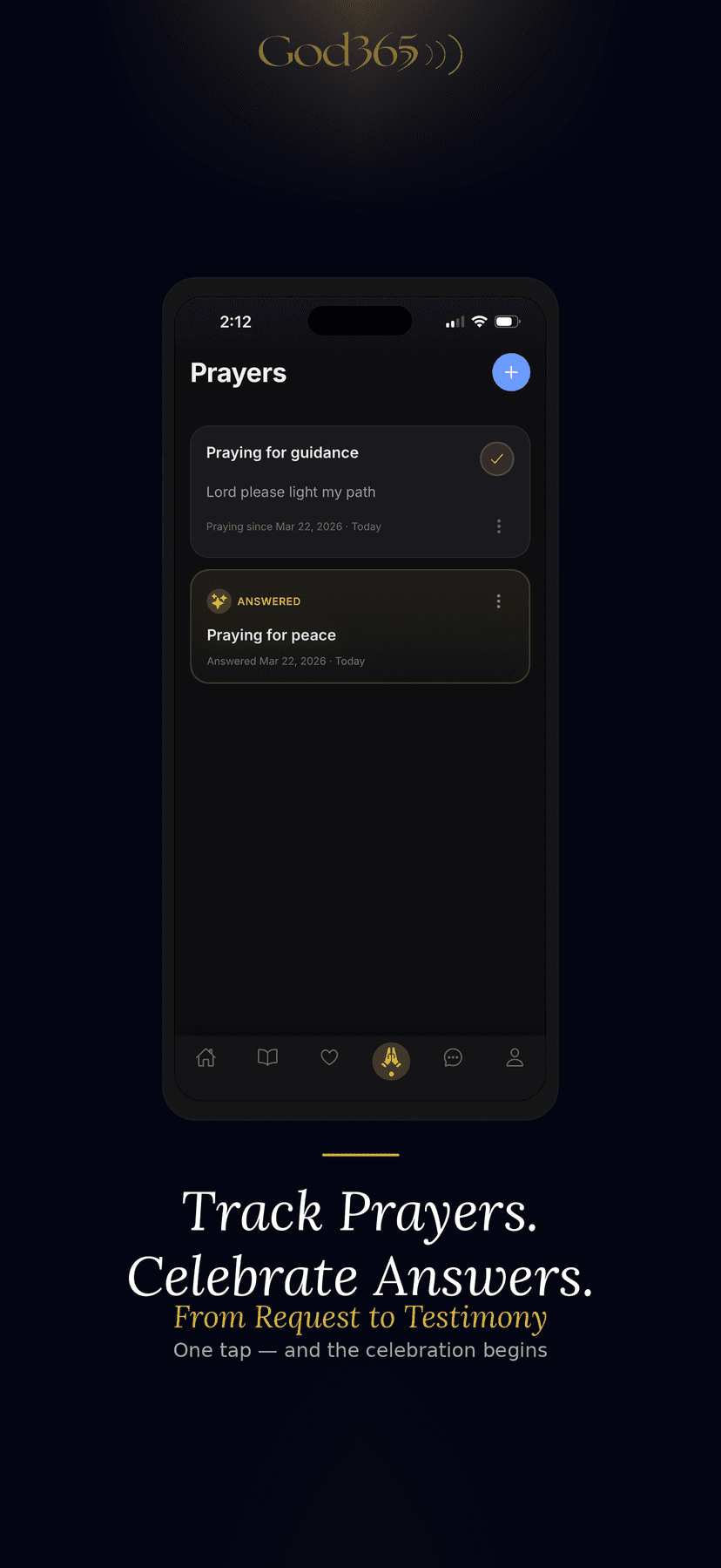 Track prayers and celebrate answered prayers