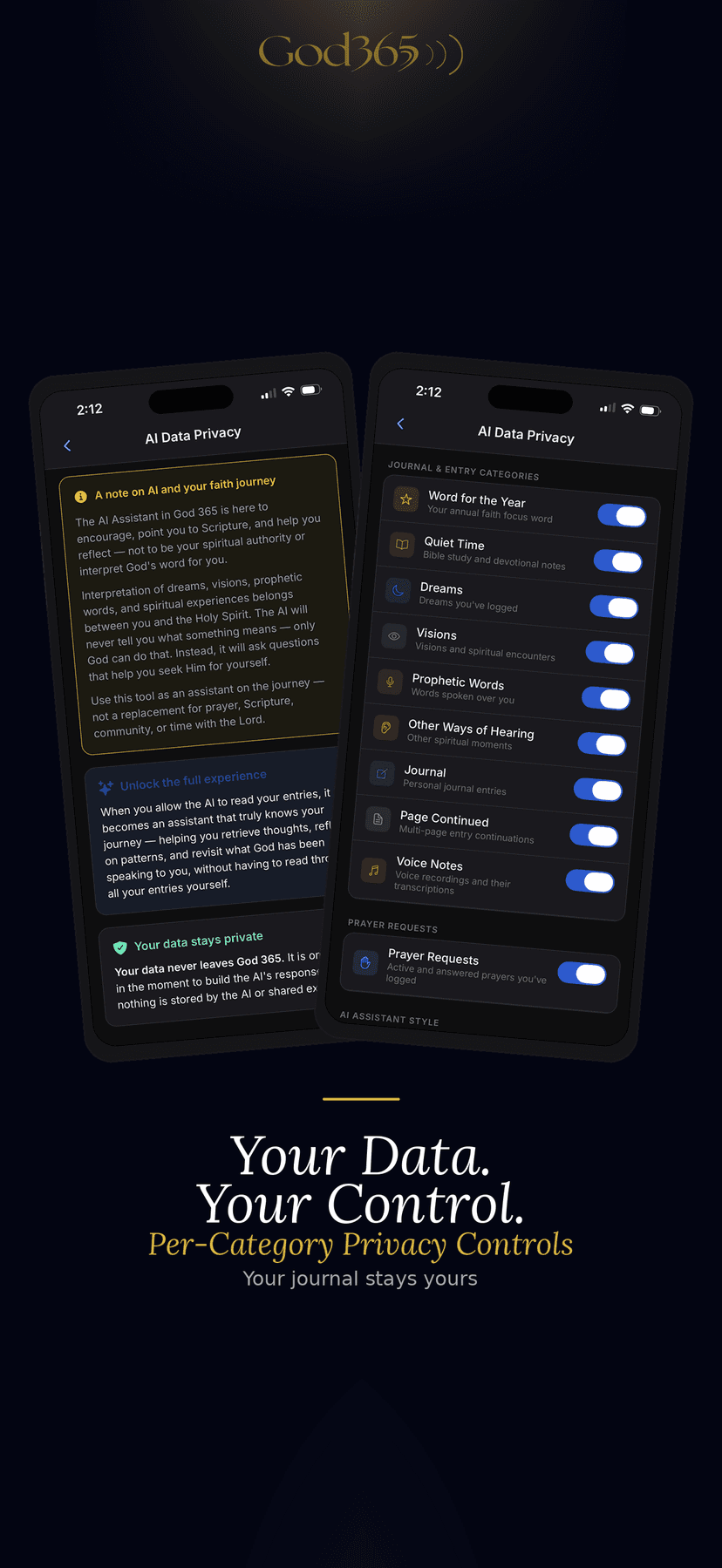 Per-category privacy controls for your data