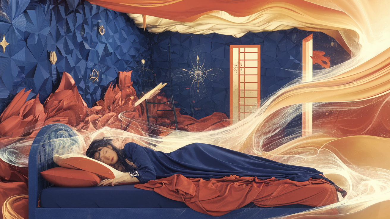 Abstract spiritual dream interpretation visualization with flowing light and celestial symbolism