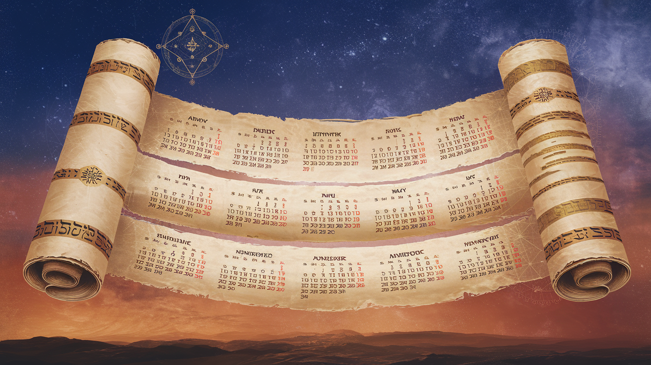Visual representation of the Hebrew calendar's prophetic significance showing months and celestial elements