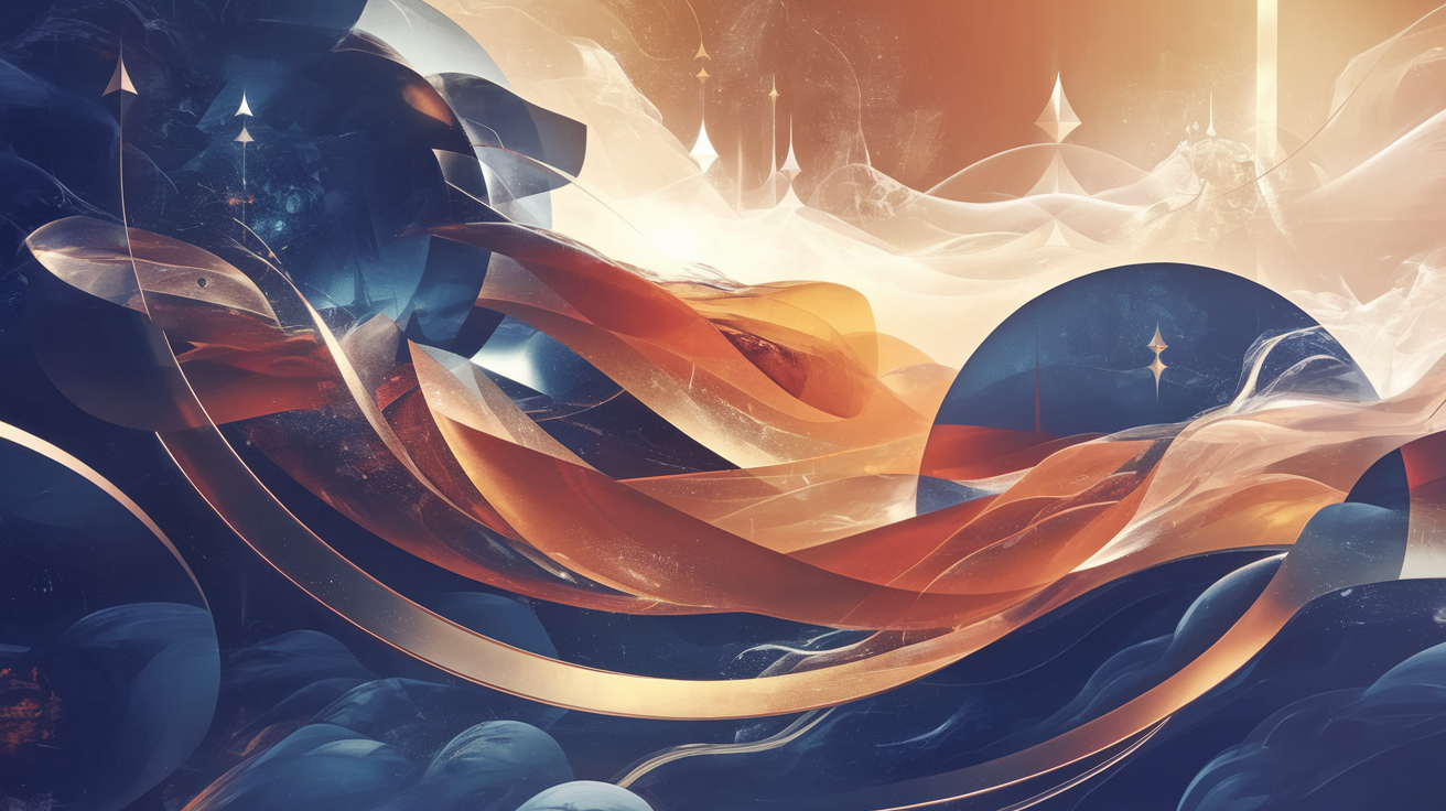Abstract spiritual layers in navy, rust, and gold representing divine discernment and dream interpretation