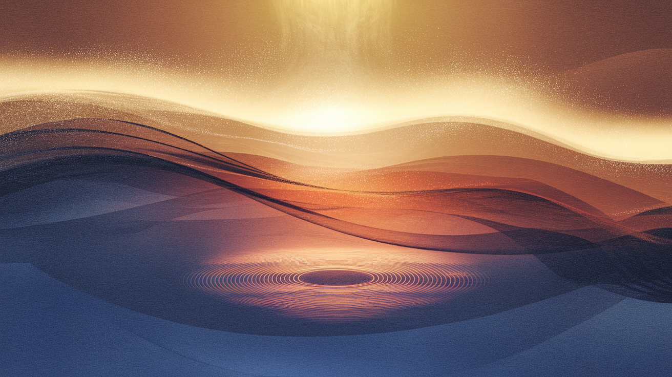 Abstract representation of memory fading, with golden light dimming into navy and rust darkness